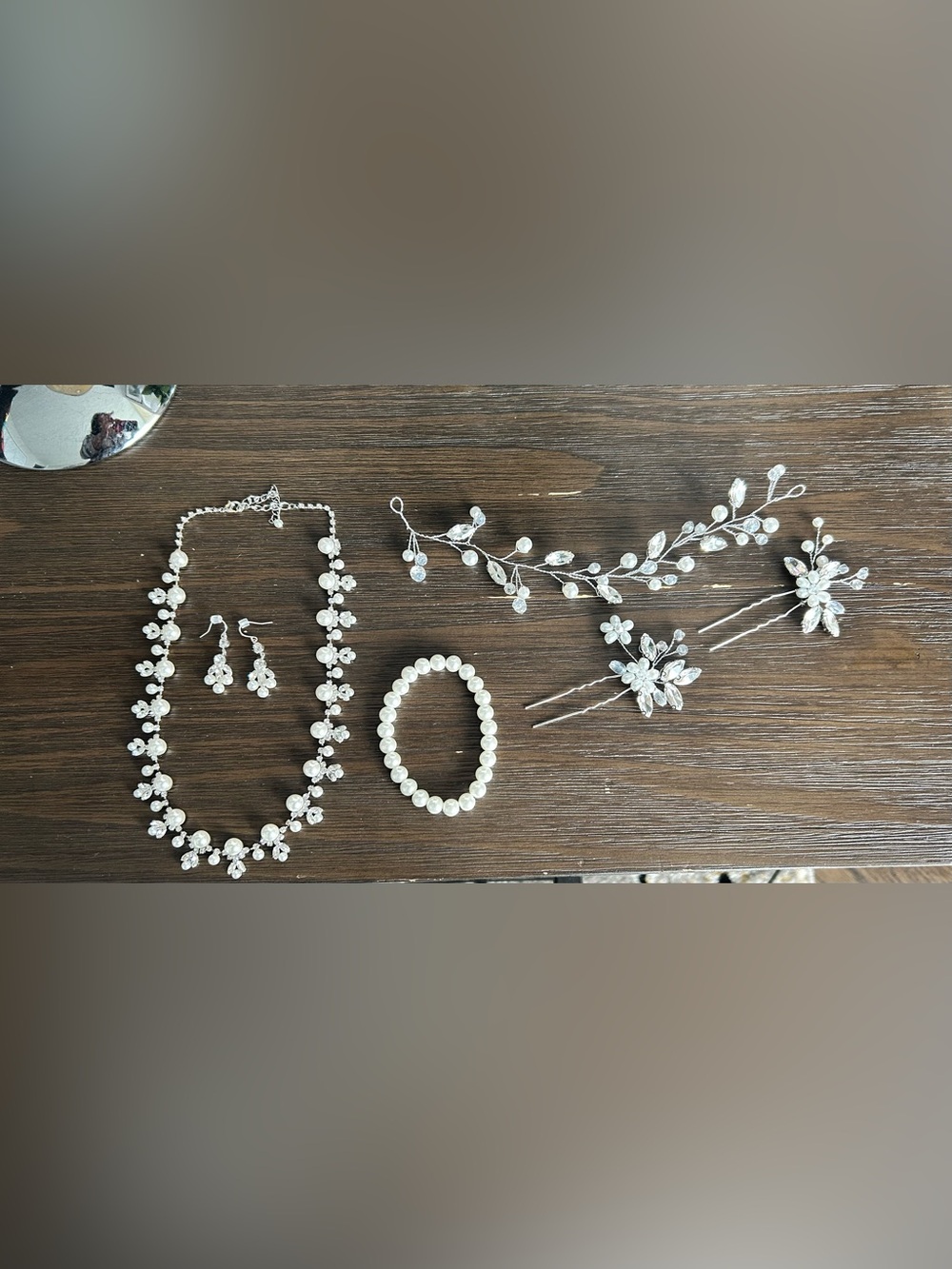 Pearl and Crystal Bridal Jewelry Set - includes hair jewelry